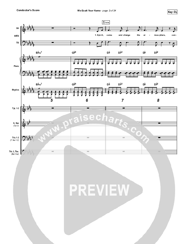 We Exalt Your Name Conductor's Score (Kari Jobe / Matt Maher)