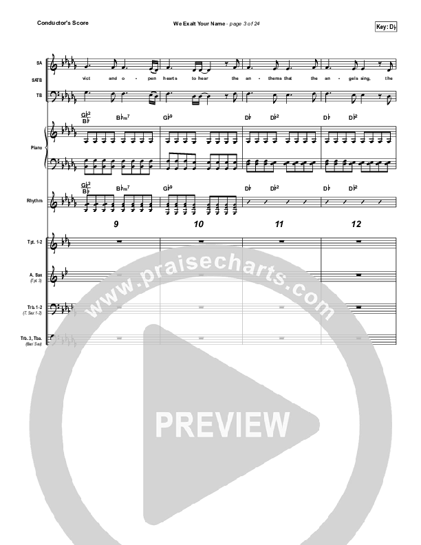 We Exalt Your Name Conductor's Score (Kari Jobe / Matt Maher)