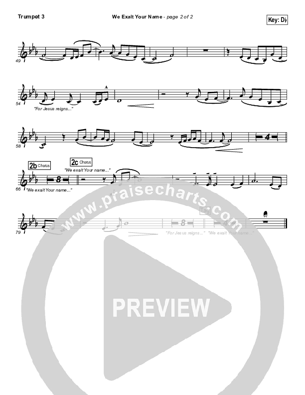 We Exalt Your Name Trumpet 3 (Kari Jobe / Matt Maher)