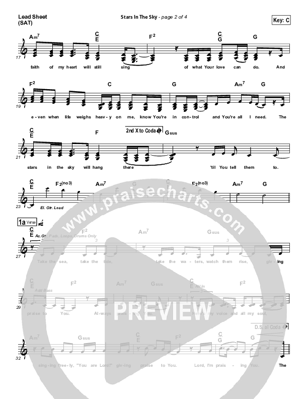 Stars In The Sky Lead Sheet (SAT) (Kari Jobe)