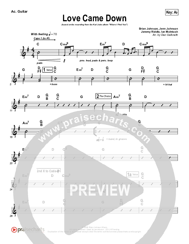 Love Came Down Rhythm Chart (Kari Jobe)