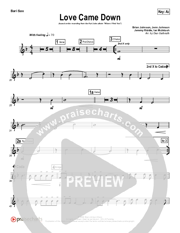 Love Came Down Bari Sax (Kari Jobe)
