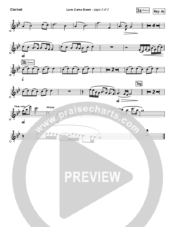 Love Came Down Clarinet (Kari Jobe)