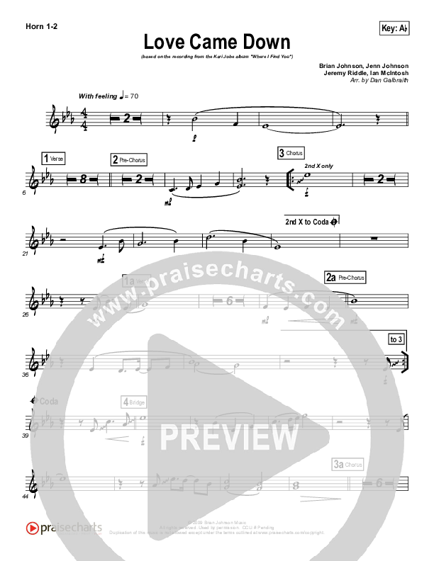Love Came Down French Horn 1/2 (Kari Jobe)