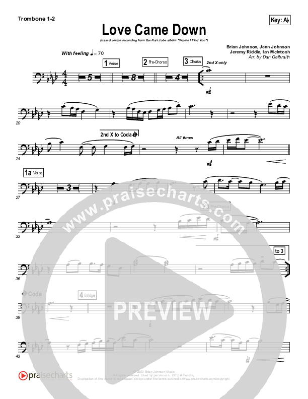 Love Came Down Trombone 1/2 (Kari Jobe)