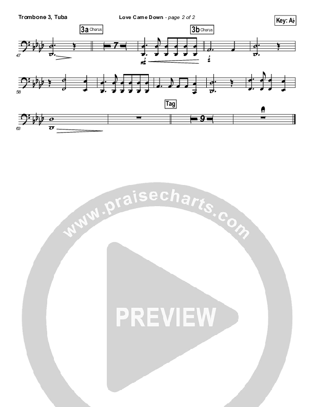 Love Came Down Trombone 3/Tuba (Kari Jobe)