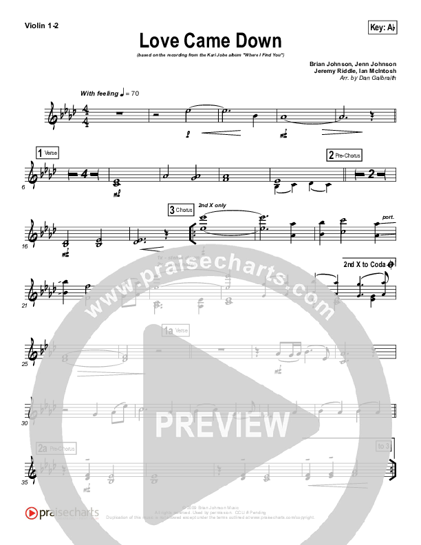 Love Came Down Violin 1/2 (Kari Jobe)