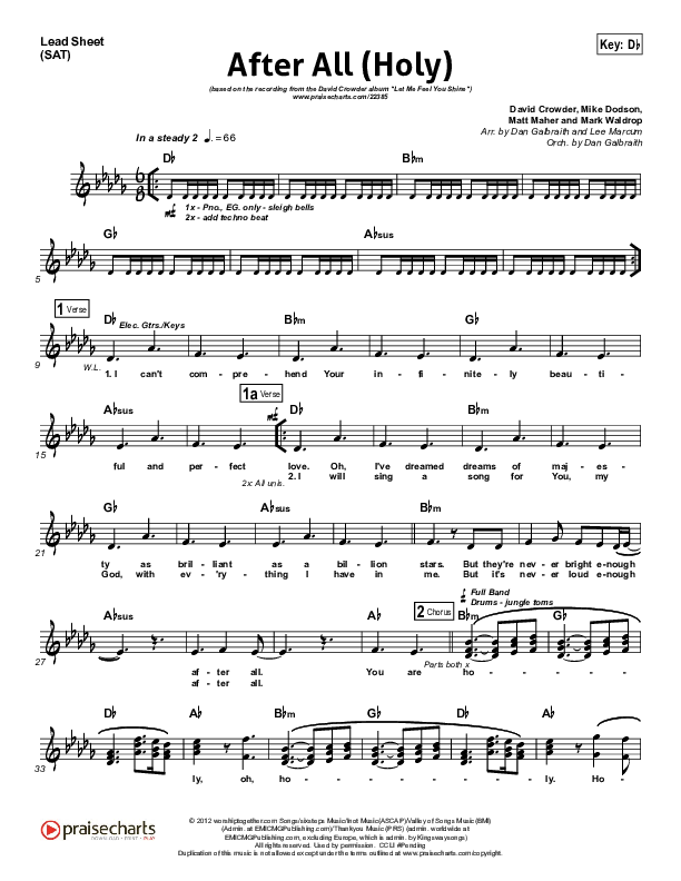 After All (Holy) Lead Sheet (David Crowder)