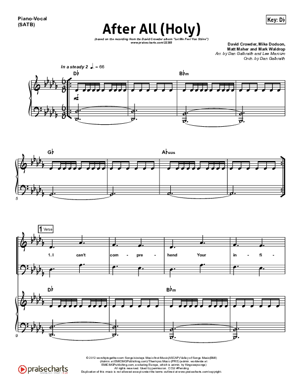 After All (Holy) Piano/Vocal (SATB) (David Crowder)