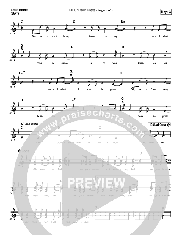 Fall On Your Knees Lead Sheet (David Crowder)