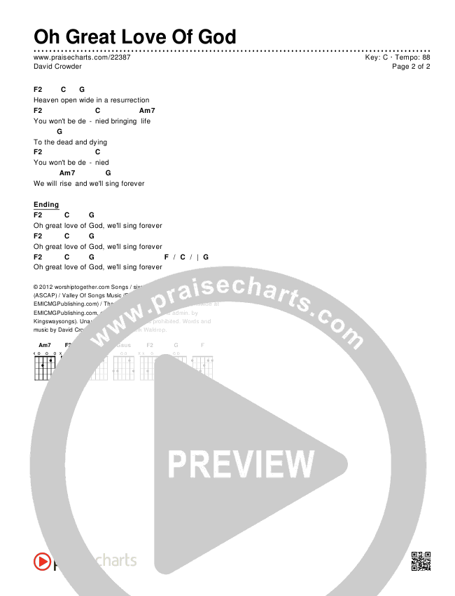 Oh Great Love Of God Chords & Lyrics (David Crowder)