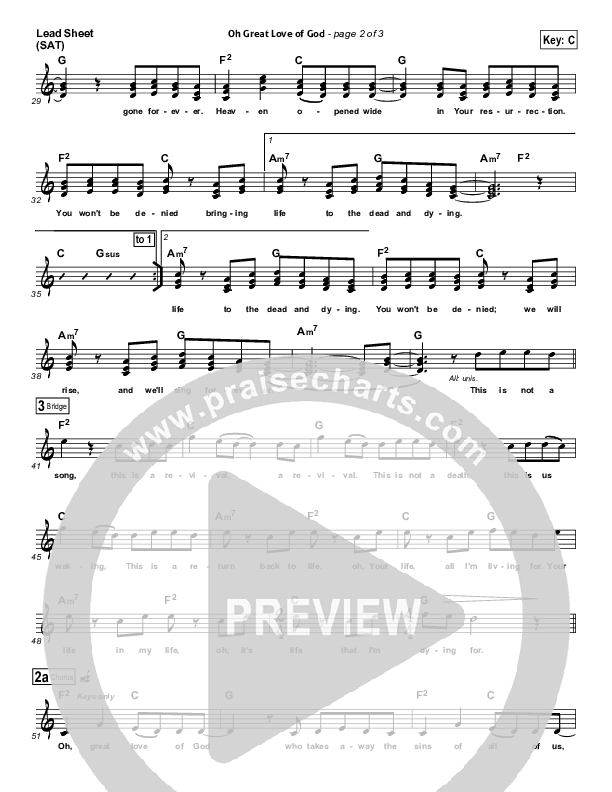 Oh Great Love Of God Lead Sheet (David Crowder)