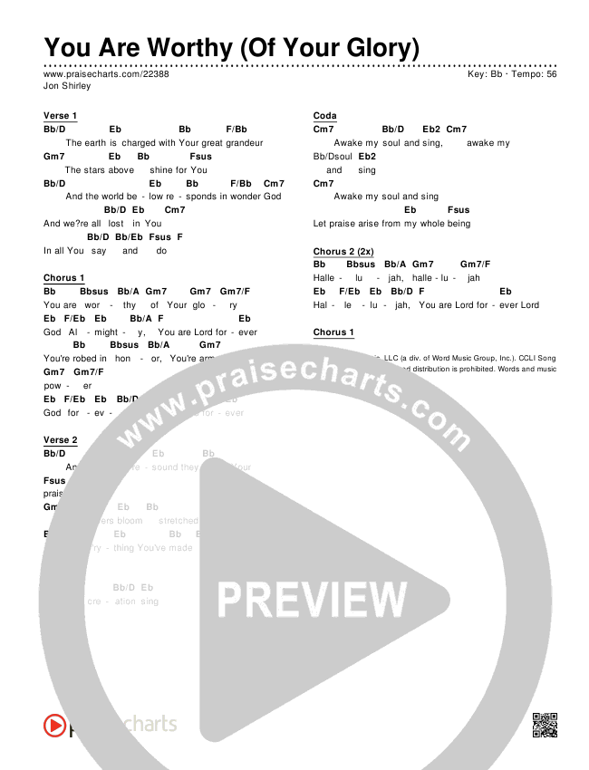 You Are Worthy (Of Your Glory) Chords & Lyrics (Jon Shirley)