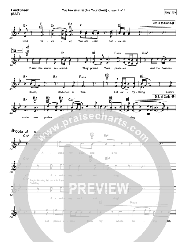 You Are Worthy (Of Your Glory) Lead Sheet (Jon Shirley)