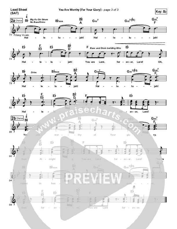 You Are Worthy (Of Your Glory) Lead Sheet (Jon Shirley)