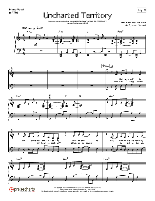 Uncharted Territory Piano/Vocal & Lead (Don Moen)