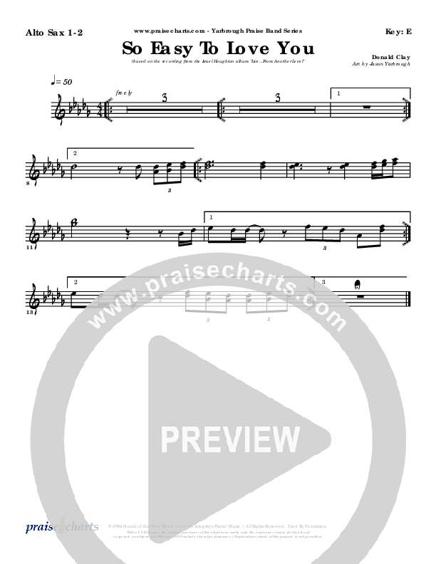So Easy To Love You Alto Sax 1/2 (Israel Houghton)
