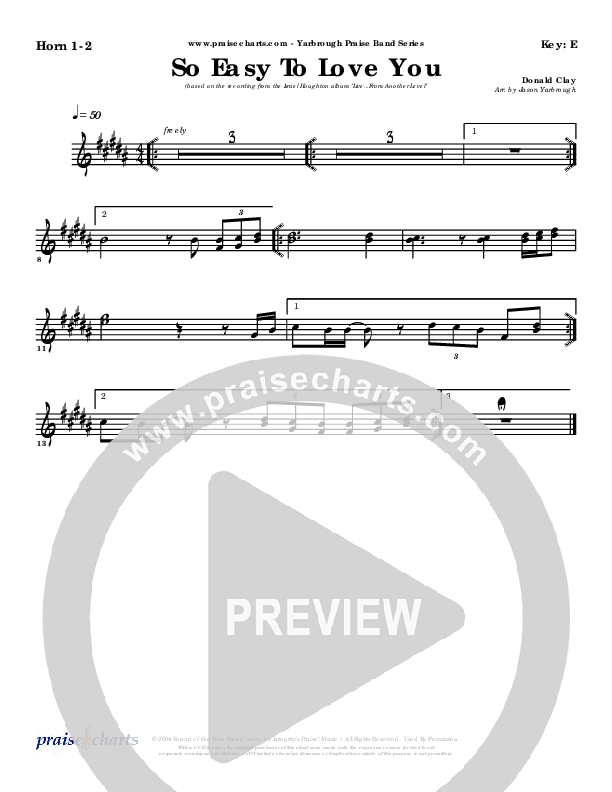 So Easy To Love You French Horn 1/2 (Israel Houghton)