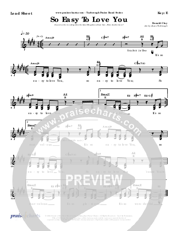 So Easy To Love You Piano/Vocal & Lead (Israel Houghton)