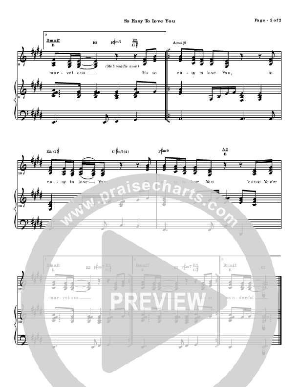 So Easy To Love You Piano/Vocal & Lead (Israel Houghton)