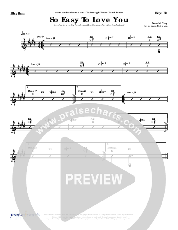 So Easy To Love You Rhythm Chart (Israel Houghton)