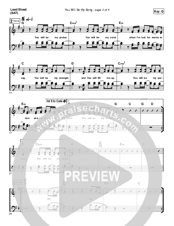 You Will Be My Song Lead Sheet (Don Moen)