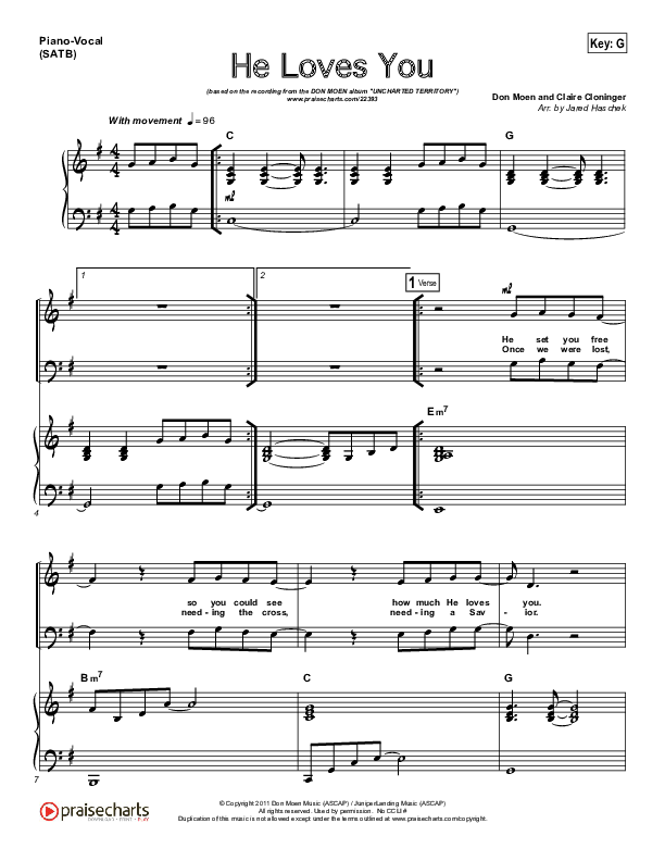 He Loves You Lead & Piano (Don Moen)
