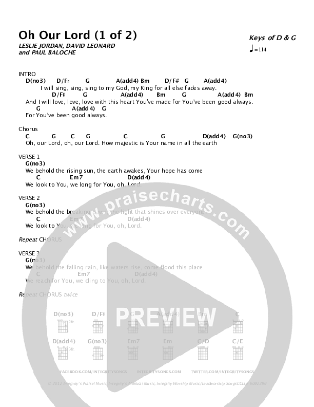 Oh Our Lord Chords & Lyrics (All Sons & Daughters)