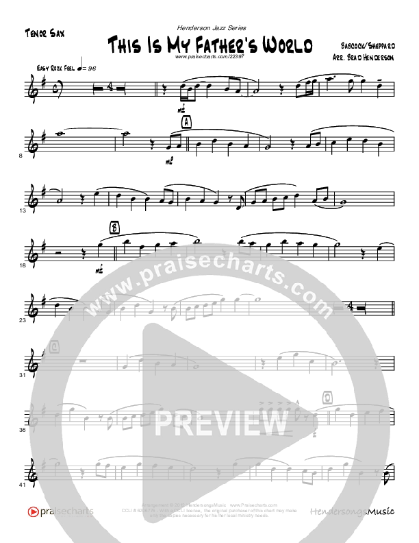 This Is My Father's World (Instrumental) Tenor Sax 2 (Brad Henderson)