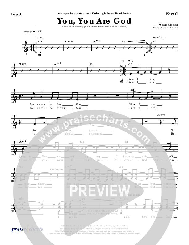 You You Are God Lead Sheet (Walker Beach)