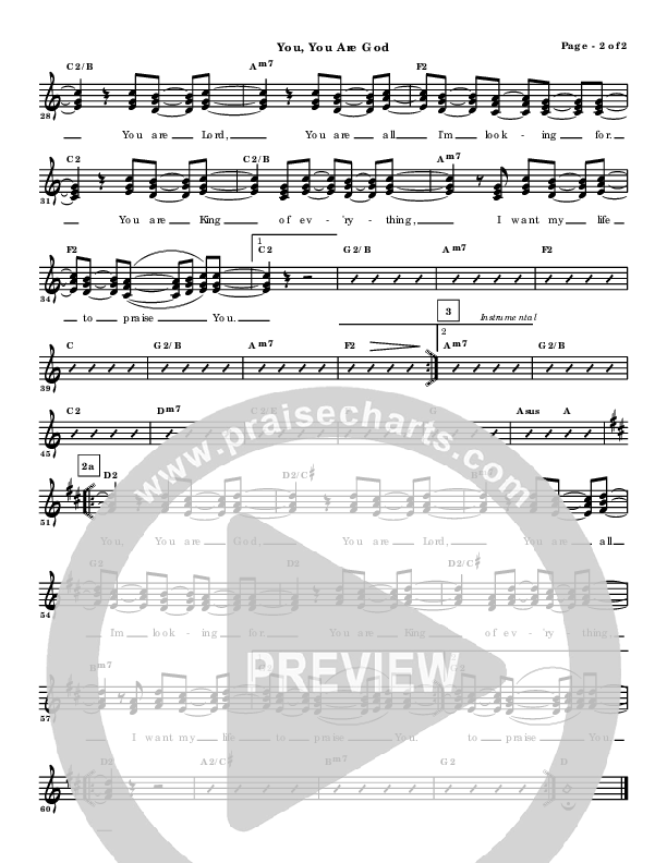 You You Are God Lead Sheet (Walker Beach)