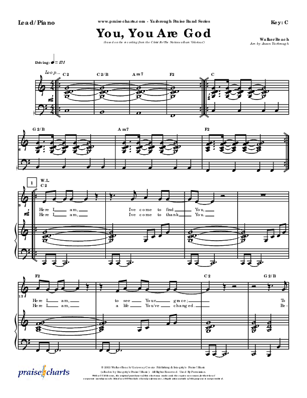 You You Are God Piano/Vocal & Lead (Walker Beach)