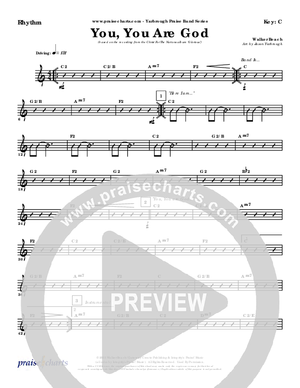 You You Are God Rhythm Chart (Walker Beach)