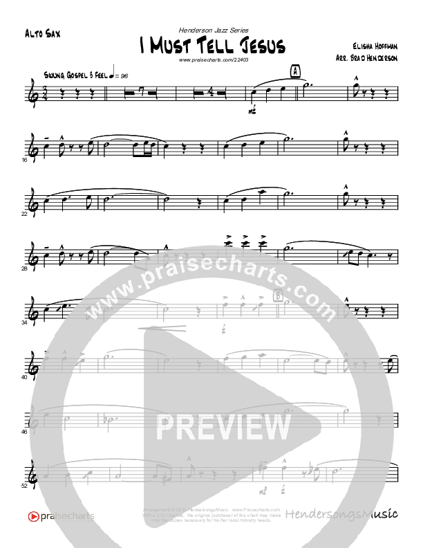 I Must Tell Jesus (Instrumental) Alto Sax (Brad Henderson)