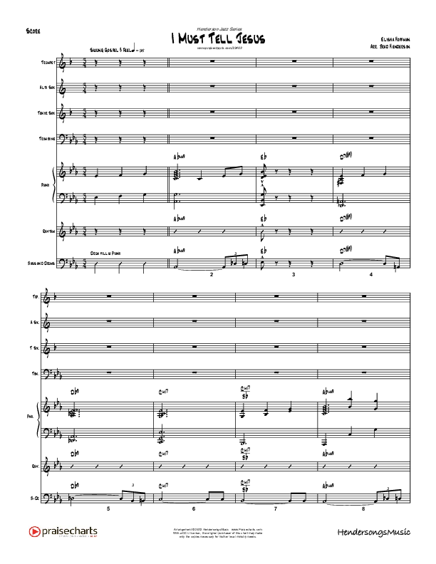 I Must Tell Jesus (Instrumental) Conductor's Score (Brad Henderson)