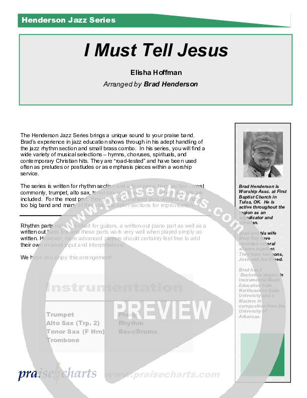 I Must Tell Jesus (Instrumental) Cover Sheet (Brad Henderson)