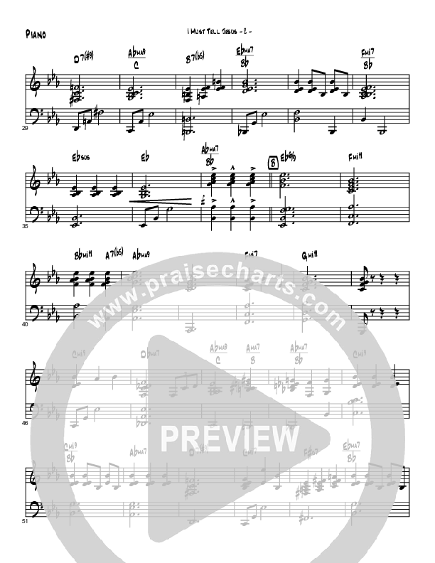 I Must Tell Jesus (Instrumental) Piano Sheet (Brad Henderson)