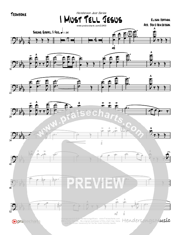 I Must Tell Jesus (Instrumental) Trombone (Brad Henderson)