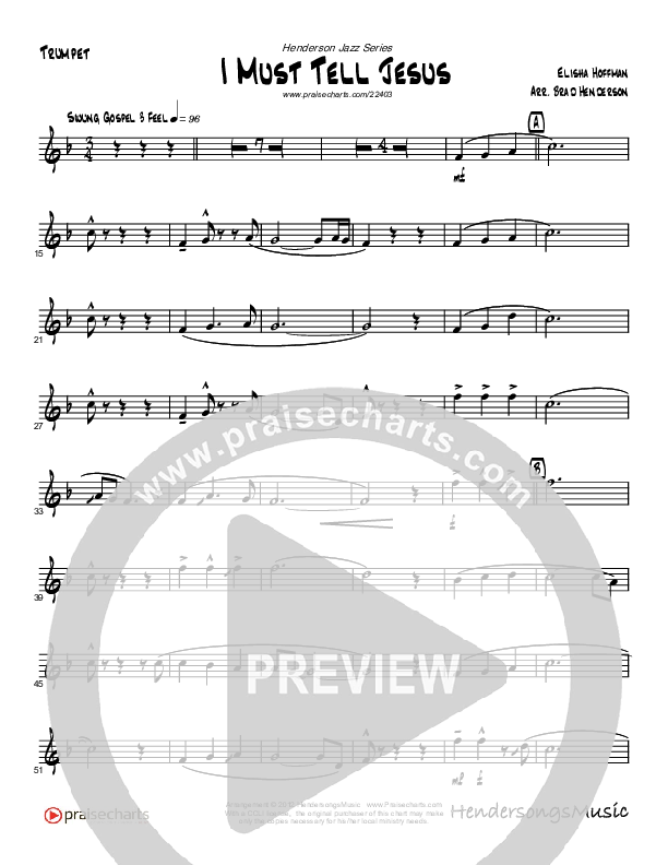 I Must Tell Jesus (Instrumental) Trumpet (Brad Henderson)