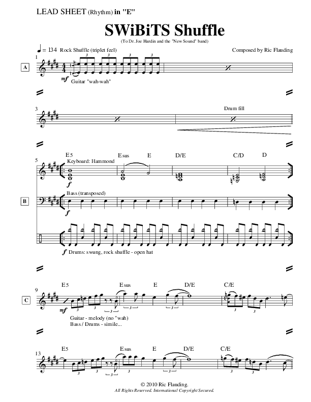 SWiBiTS Shuffle Lead Sheet (Ric Flauding)