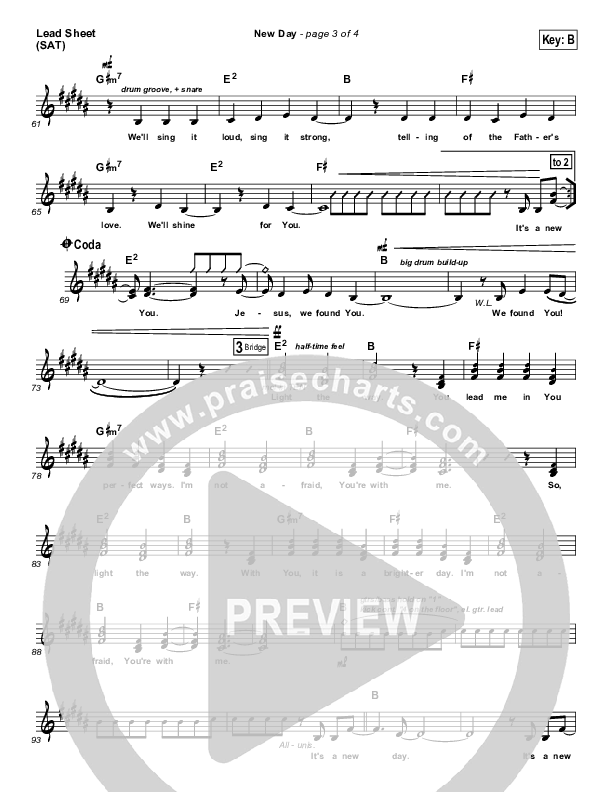 New Day Lead Sheet (Worship Central)