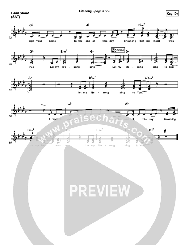 Lifesong Lead Sheet (Casting Crowns)