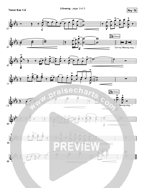 Lifesong Tenor Sax 1/2 (Casting Crowns)