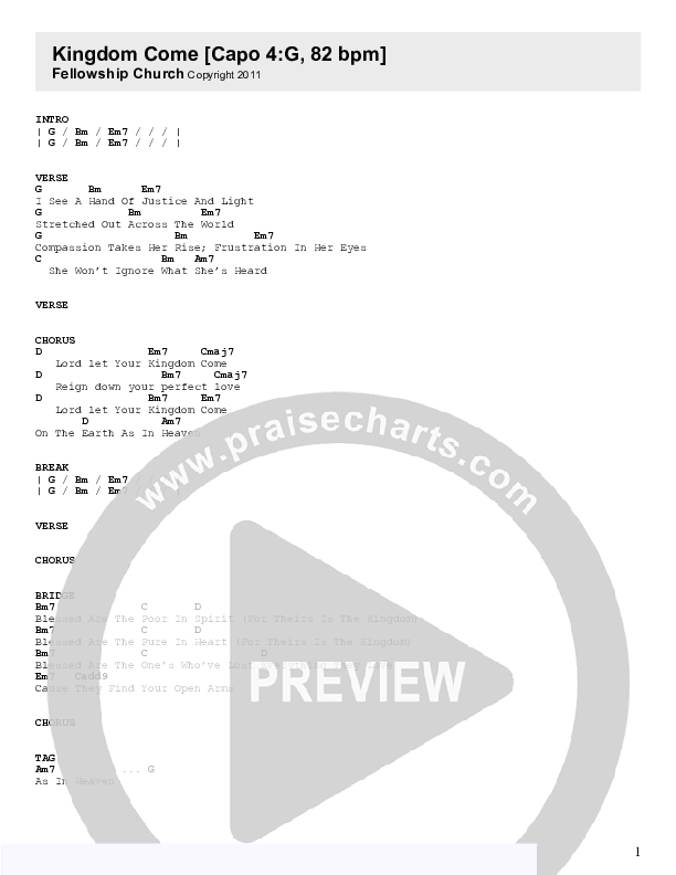 Kingdom Come Chord Chart (Fellowship Creative)
