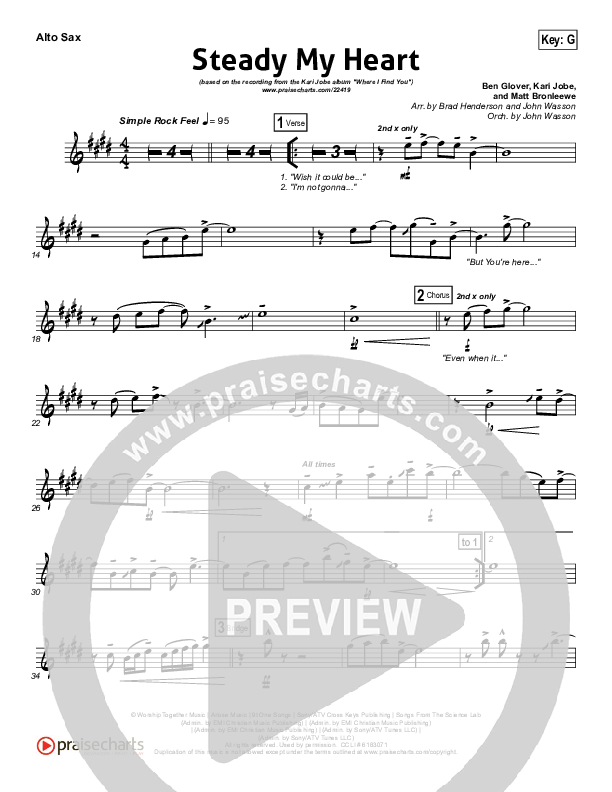 Steady My Heart Alto Sax (Kari Jobe)