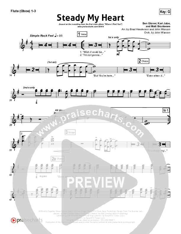 Steady My Heart Flute/Oboe 1/2/3 (Kari Jobe)