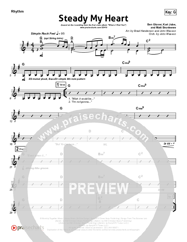 Steady My Heart Rhythm Chart (Kari Jobe)
