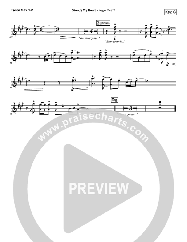 Steady My Heart Tenor Sax 1/2 (Kari Jobe)