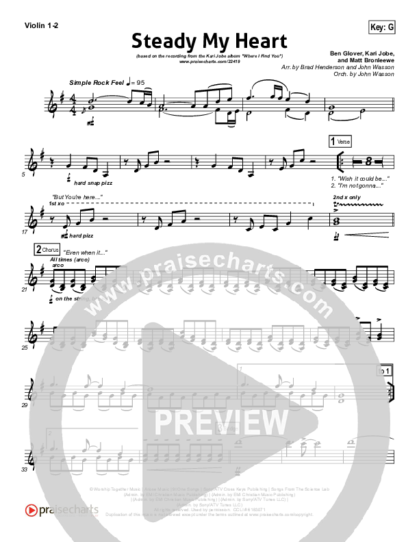 Steady My Heart Violin 1/2 (Kari Jobe)