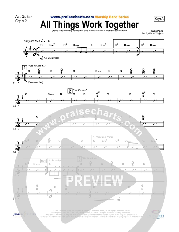 All Things Work Together Rhythm Chart (Twila Paris)